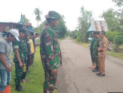 Koramil 1426-05/Marbo, Bersama Pemerintah Desa dan Warga Kerja Bakti Bersihkan Pinggir Jalan