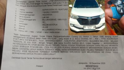 Kasus Dugaan Gadai Mobil Rental, Warga Keluhkan Penanganan Laporan di Polsek Allu Bangkala