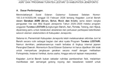 Bupati Jeneponto Tegaskan Budaya Bersih Jadi Pondasi Disiplin ASN dan Pelayanan Publik Berkualitas