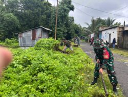 Tanamkan Nilai Kebersamaan, Koramil Galut dan Warga Kompak Bersihkan Selokan di Galesong Utara
