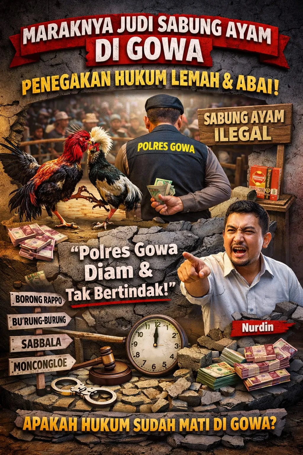 Judi Sabung Ayam di Gowa Kian Marak, Aktivis Desak Penindakan Tegas Aparat 1 Judi Sabung Ayam di Gowa Kian Marak, Aktivis Desak Penindakan Tegas Aparat