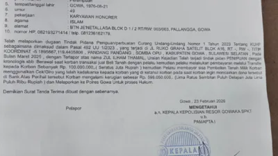 Oknum ASN Dinsos Sulsel Dilaporkan ke Polres Gowa, Diduga Terlibat Kasus Penipuan Tanah