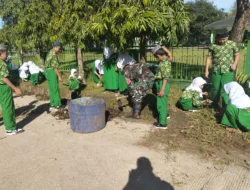 TNI dan Santri Bersatu, Koramil Polut Tanamkan Budaya Bersih Lewat Kerja Bakti