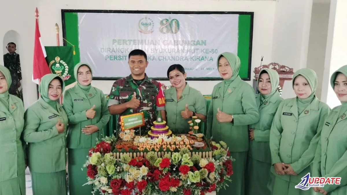 Potong Tumpeng & Kompak Dukung Suami: Ny. Artika Anton Pimpin Syukuran HUT Ke-80 Persit KCK Dim 1426 Takalar