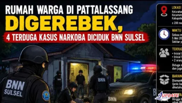 Rumah Warga di Pattallassang Digerebek, BNN Sulsel Amankan Empat Terduga Kasus Narkoba