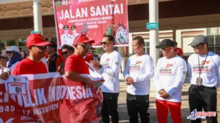 Kapolres Takalar Turut Semarakkan Gerak Jalan Santai HUT Ke-81 Kemerdekaan RI