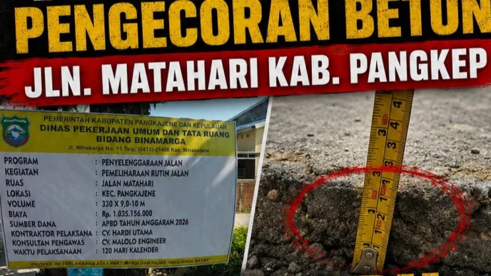 Bina Marga Pangkep Klarifikasi Soal Pengecoran Jalan Matahari Logis