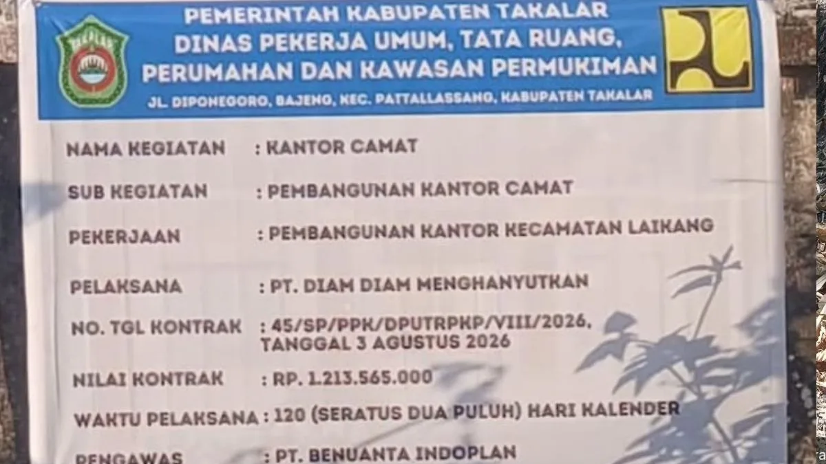 Kantor Camat Laikang Rp1,21 Miliar Dikerjakan PT Diam Diam Menghanyutkan, Siapa di Balik Kontraktornya?